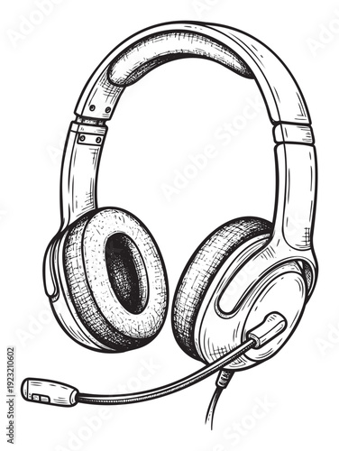 Professional headset with boom microphone for customer support and online gaming, perfect for technology related articles, communication service promotions, and esport branding.