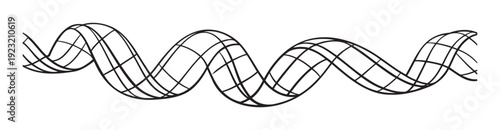 Abstract black line wave forming a dynamic grid structure, ideal for modern graphic resources, digital backgrounds, and creative visual metaphors