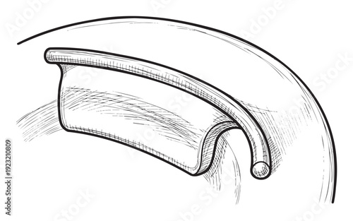 Technical drawing of a flexible sealing profile crosssection, ideal for industrial product specifications, engineering diagrams, and construction component presentations.