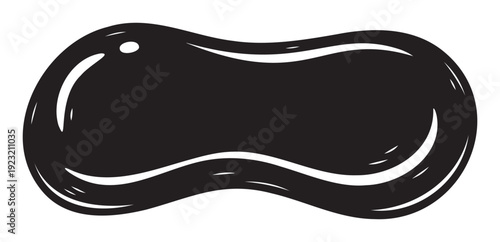 Smooth black abstract fluid shape with glossy highlights creating a dynamic visual, perfect for modern graphic resources, digital media, or a unique overlay.