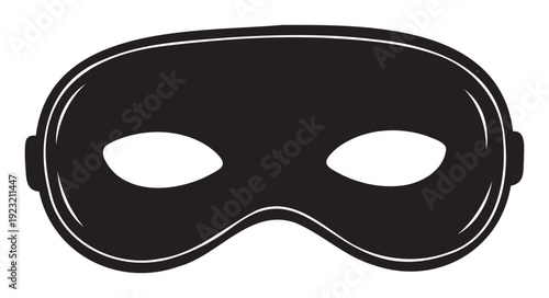 This stylish black eye mask with white outlines is perfect for designing party invitations, creating costume event promotions, or adding a mysterious character accessory to various media