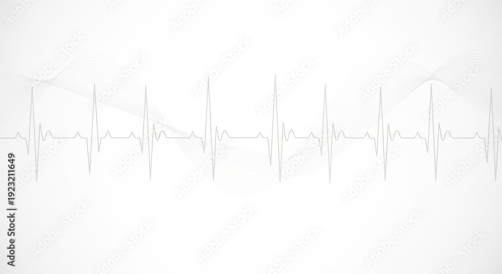 Obraz premium Clean electrocardiogram waveform graphic overlay on a subtle light gray background