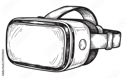 A handdrawn sketch of a virtual reality headset perfect for technology education gaming and entertainment concepts or modern digital lifestyle articles and promotional materials