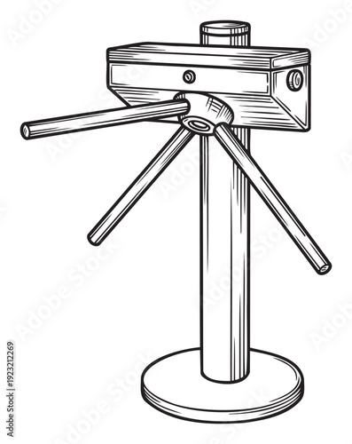 Classic turnstile for regulating entry and managing crowd flow at public venues like transportation hubs, stadiums, and event locations for efficient access control.