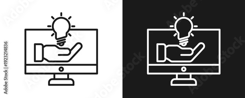 Intellectual Property Icon Set Outline In White And Black Background