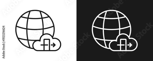 Gateway Icon Set Outline In White And Black Background