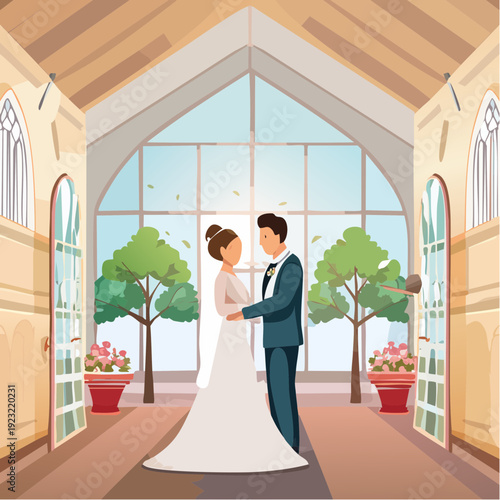 自然あふれるチャペル結婚式新郎新婦