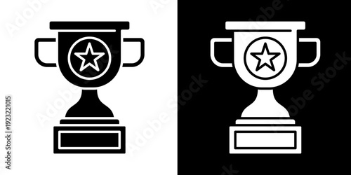 Trophy Icon Set White Glyph Style Collection
