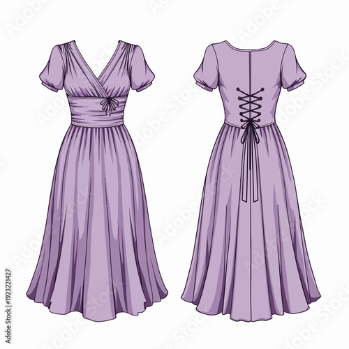 Shine at your next formal event in this exquisite purple midi dress featuring a flattering V-neckline and elegant lace-up back detail for a romantic look.
