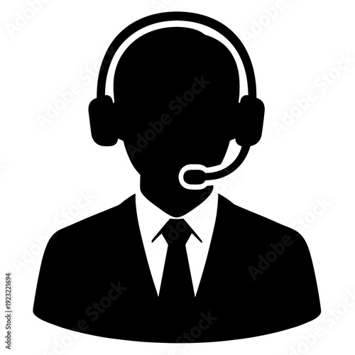 Customer Service Representative with Headset Silhouette
