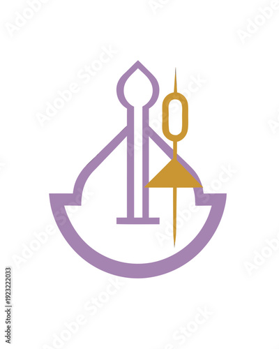 Modern flat design symbol of a mosque minaret, a testament to architectural elegance and spiritual resonance