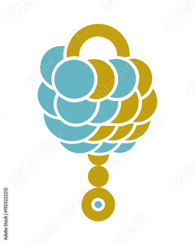 Professional flat vector icon depicting a stylized ornamental pendant or decorative tassel with a bead-like structure, ideal for cultural and spiritual themes