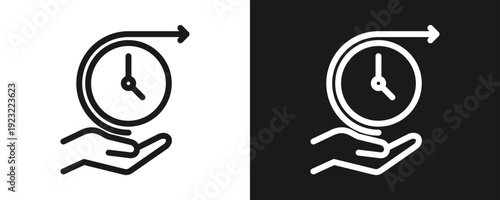 Long Term Icon Set Outline In White And Black Background