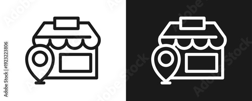 Marketplace Icon Set Outline In White And Black Background
