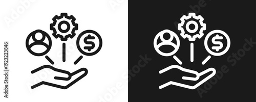 Resource Allocation Icon Set Outline In White And Black Background