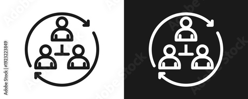 Reorganization Icon Set Outline In White And Black Background