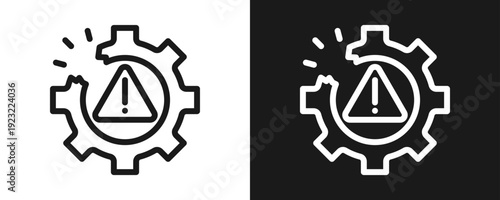 Disruption Icon Set Outline In White And Black Background