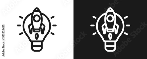 Innovation Icon Set Outline In White And Black Background