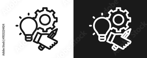 Design Icon Set Outline In White And Black Background