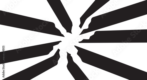 Black and white abstract design with sharp geometric lines