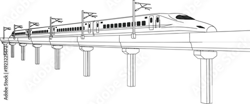 Modern high speed bullet train on elevated railway track vector illustration for transit technology and sustainable transportation concepts
