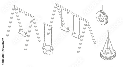 swing set line art playground equipment children's outdoor furniture.