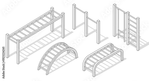Obstacle course elements for fitness training or military boot camp.