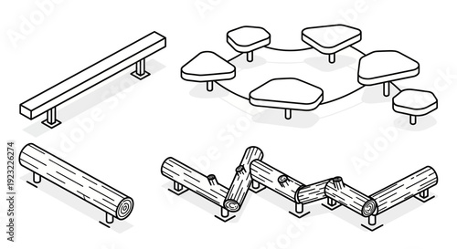 Wooden playground equipment for kids benches tables picnic area.