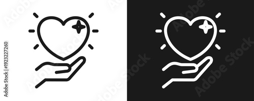Compassion Icon Set Outline In White And Black Background