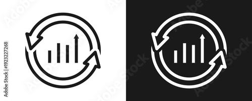 Continuous Improvement Icon Set Outline In White And Black Background