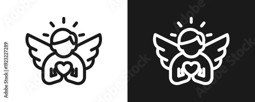 Humility Icon Set Outline In White And Black Background