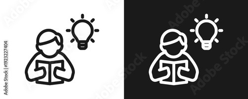 Learning Icon Set Outline In White And Black Background