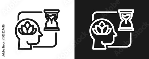 Patience Icon Set Outline In White And Black Background