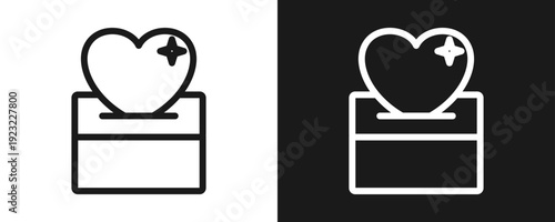 Charity Icon Set Outline In White And Black Background