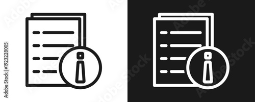 Rules Icon Set Outline In White And Black Background