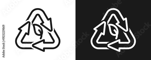 Eco Cycle Icon Set Outline In White And Black Background