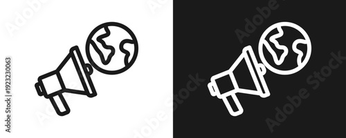 Climate Action Icon Set Outline In White And Black Background