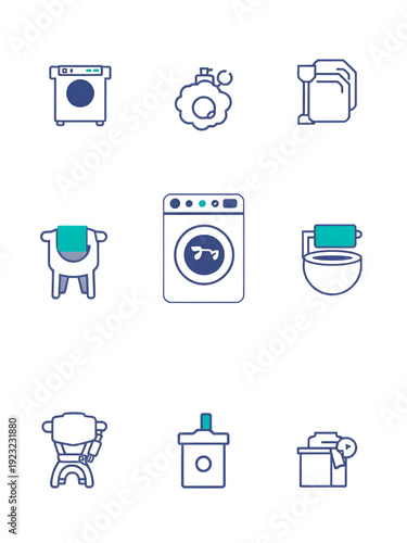 set bundle laundry service logo vector icon illustration symbol design