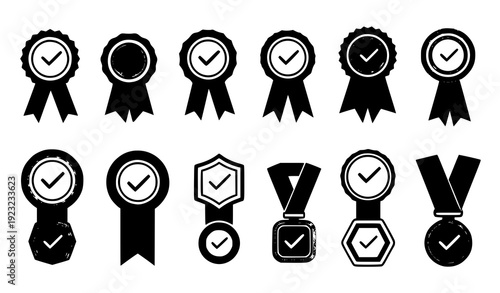 Verified Award Rosette Collection – Approved Certification Badge Icon Set EPS 10