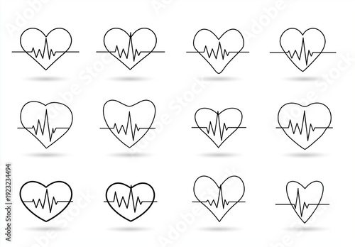 set of vector hearts