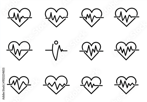 set of vector hearts