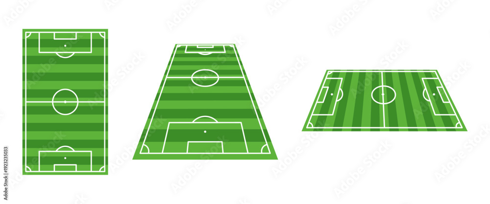 Φωτογραφία Soccer field vector set with top view and perspective angles