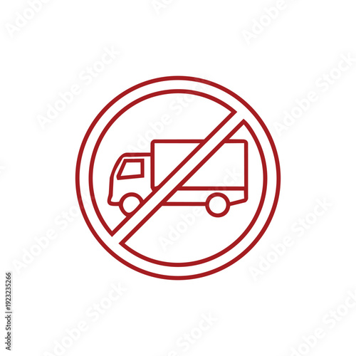 No van sign outline traffic sign icon isolated on white background vector illustration