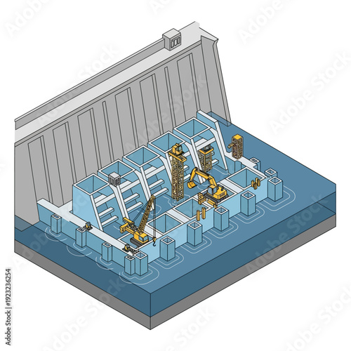 Industrial facility with robotic machinery and automated production line.