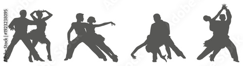 Ballroom dance couple silhouette collection
