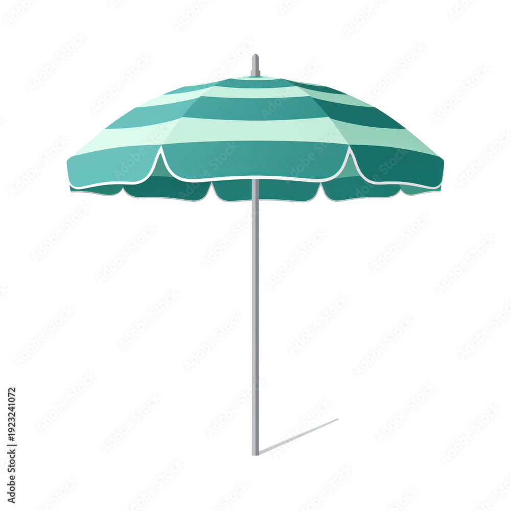 Obraz premium Teal striped beach umbrella on a black background