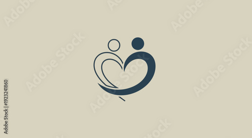 Stylized heart shaped logo with intertwined figures symbolizing love