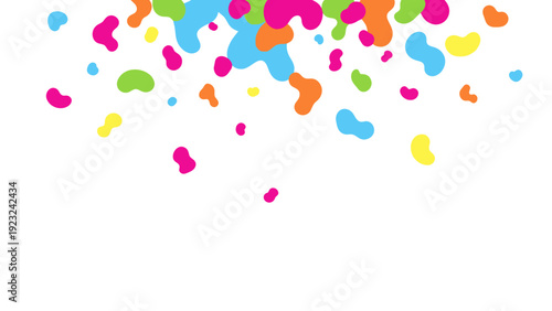 Vibrant Abstract Confetti Shapes Falling Down on White Background.