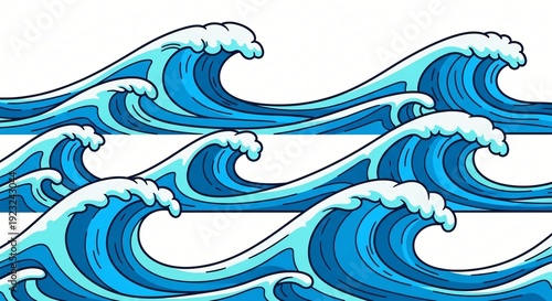 Colorful wave pattern in cartoon style isolated over white, suitable for posters, wallpapers, and creative merchandise.