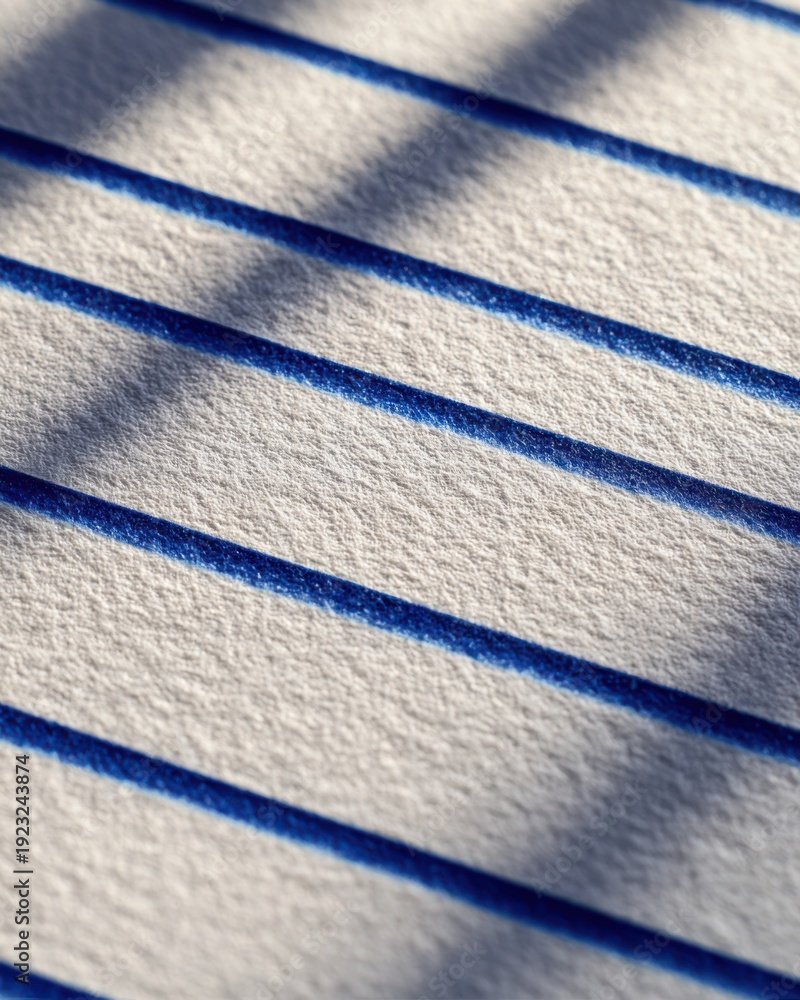 Fototapeta premium Textured paper with blue lines and shadows lined